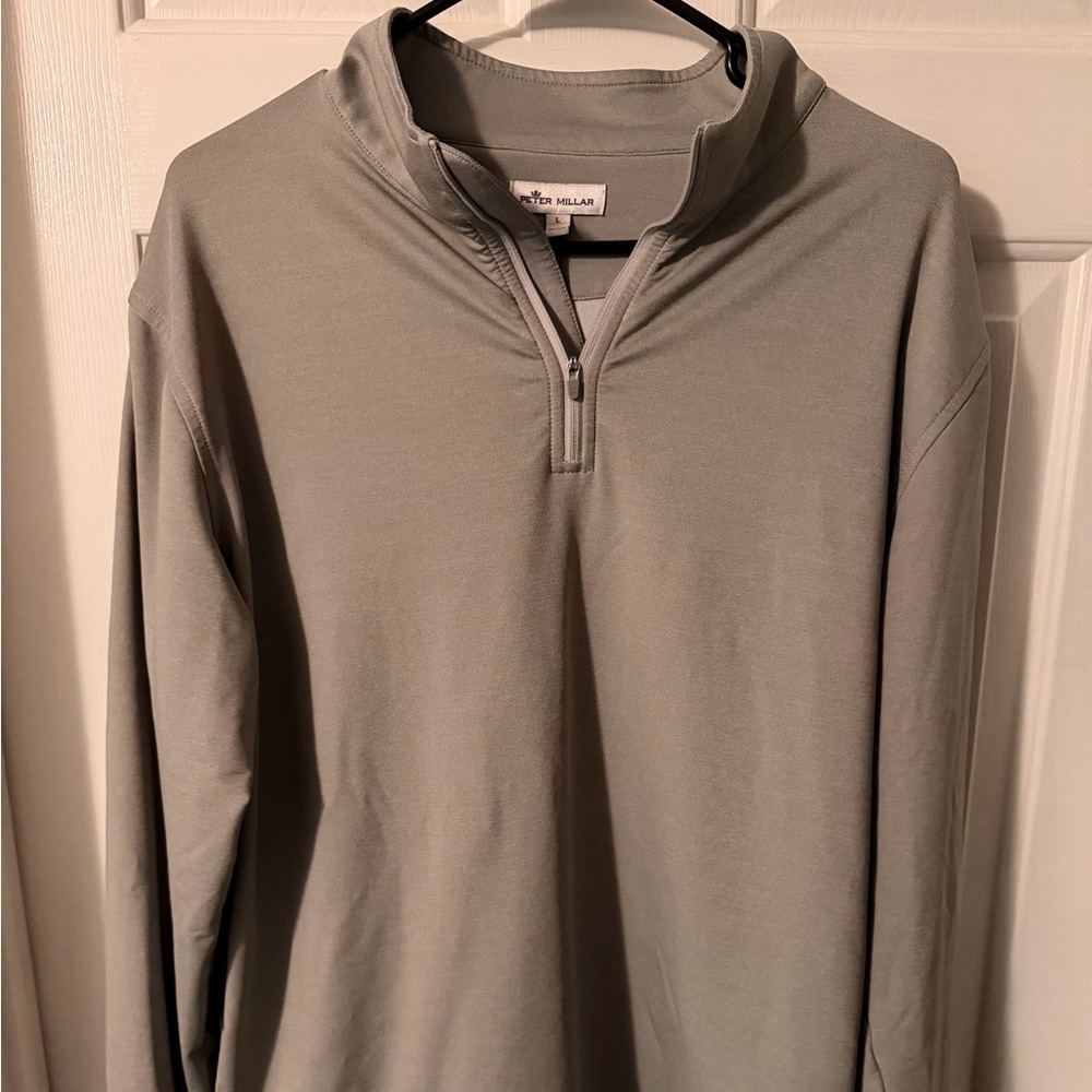 Peter Millar Men's Light Gray Zip-Up Sweater